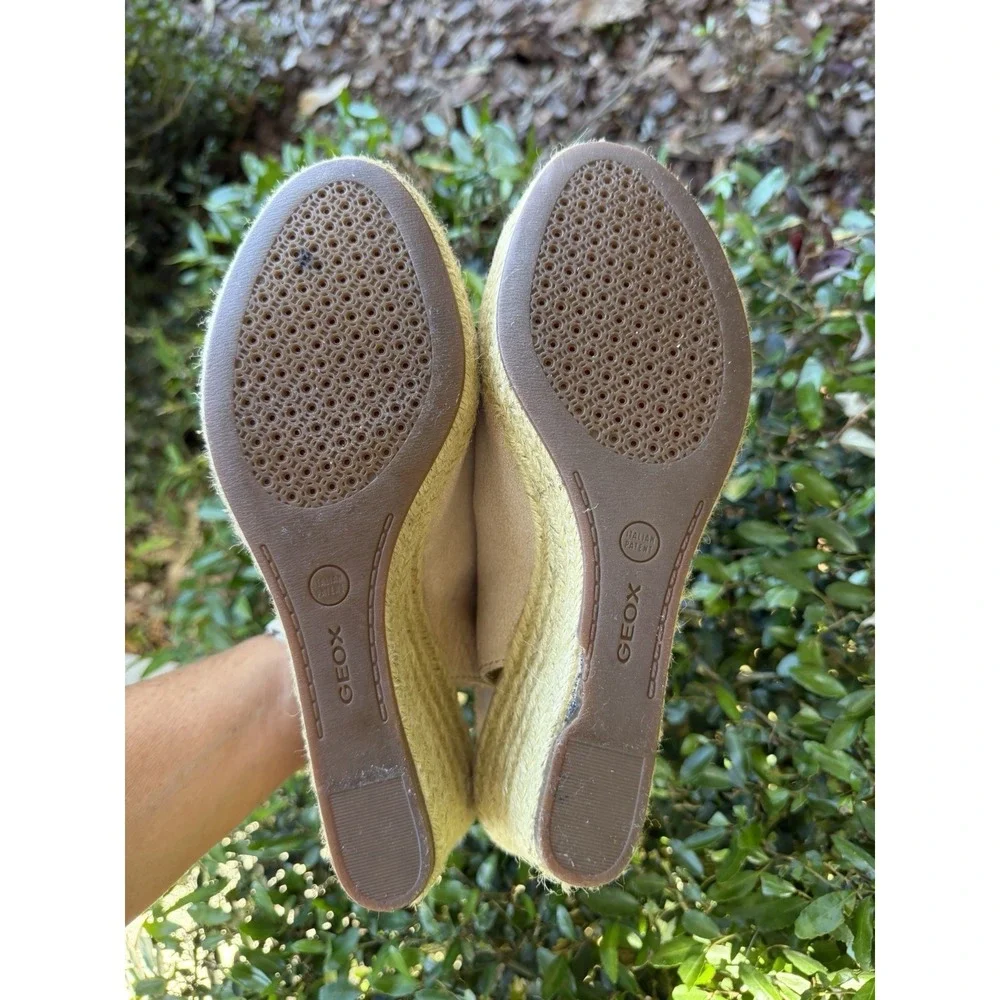 Geox Respira BlushPink Wedge Espadrille Sandals Peep Toe‎ EU 39.5 US 8.5/9